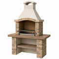 Barbecue de jardin 140 x 80 x 220 cm en pierre beige avec grille réglable