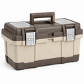 Boîte à outils 48 cm en plastique marron beige avec poignée et rangements