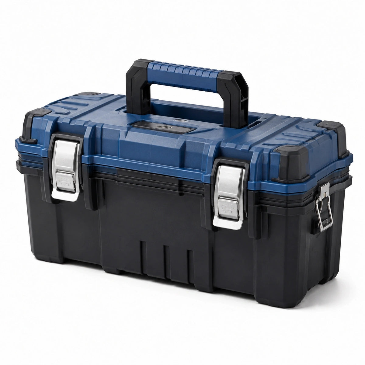 Boîte à outils 50 cm en plastique bleu noir portable à fermetures métalliques