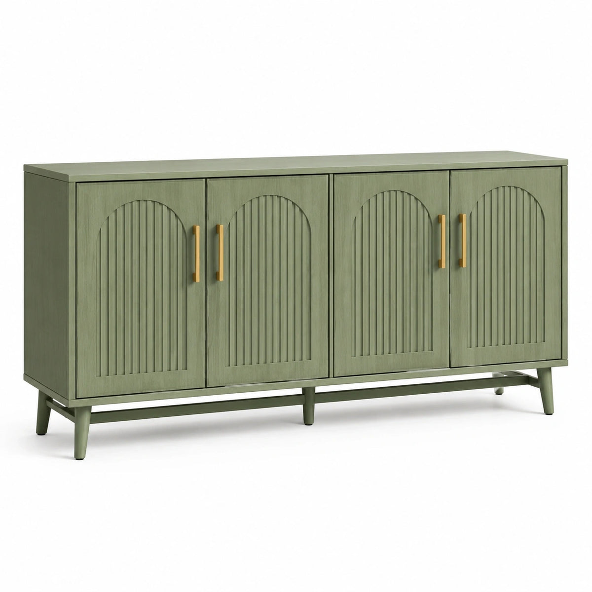 Buffet 180 x 40 x 85 cm vert en bois à 4 portes style contemporain