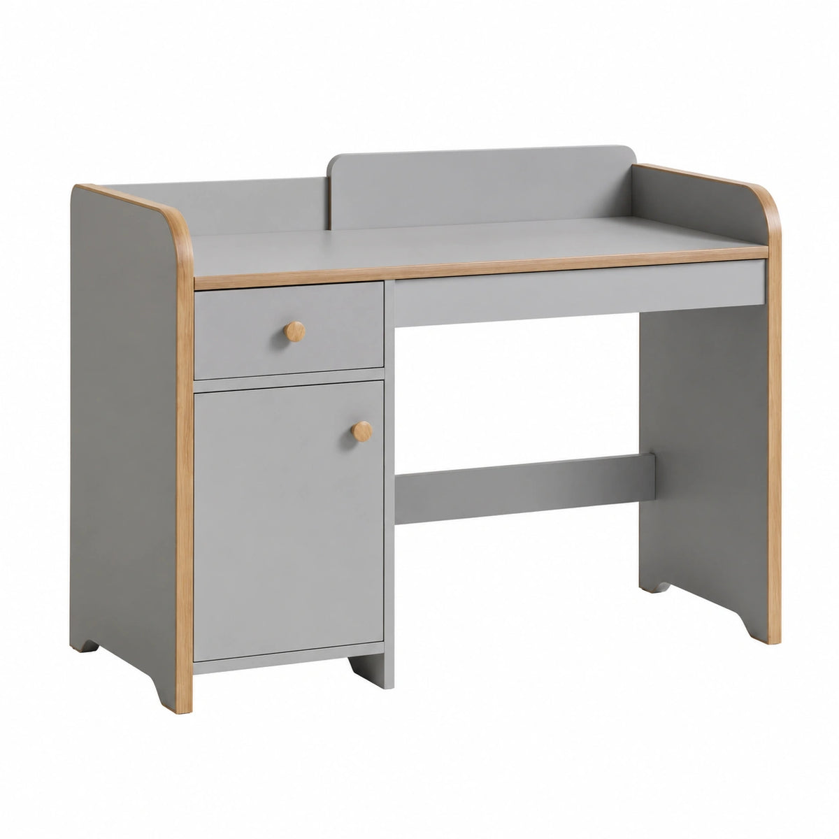 Bureau enfant 120 x 60 cm gris en panneaux de bois avec rangement intégré