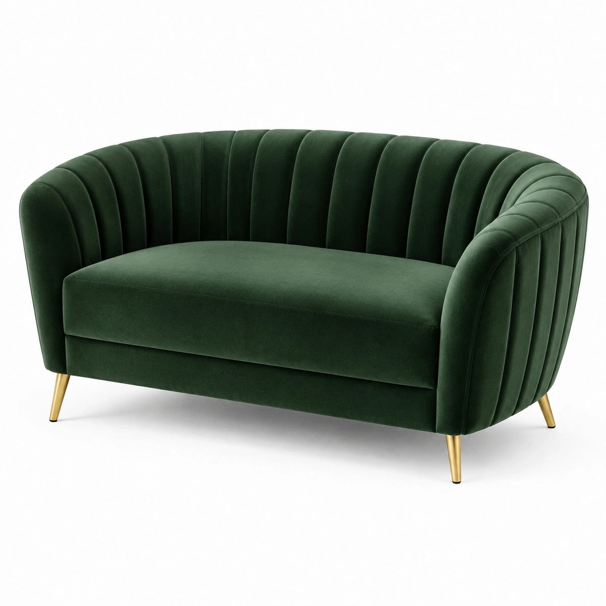 Canapé 2 places 150 x 85 x 78 cm en velours vert foncé style art déco
