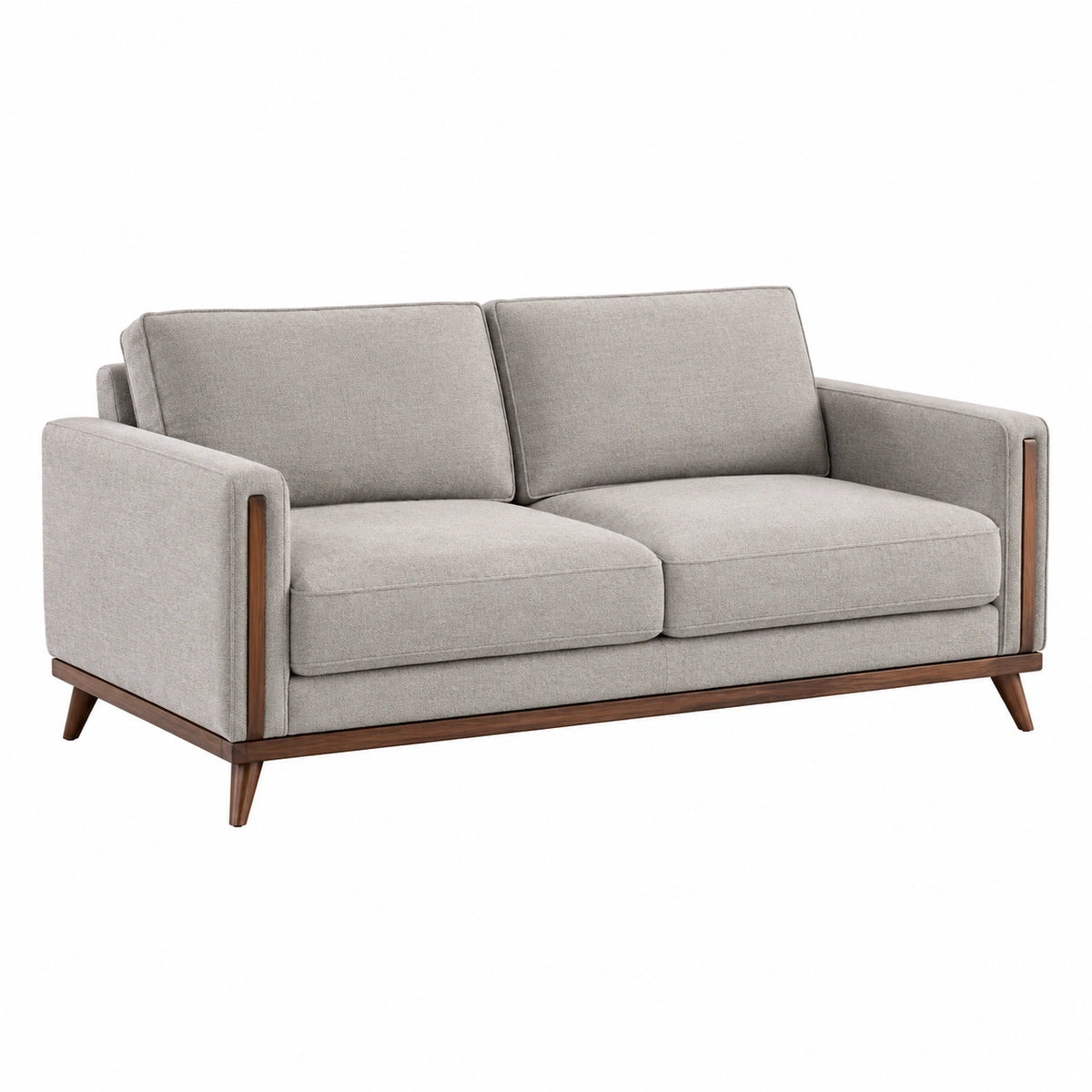 Canapé 2 places 180 cm en tissu gris avec pieds en bois style moderne