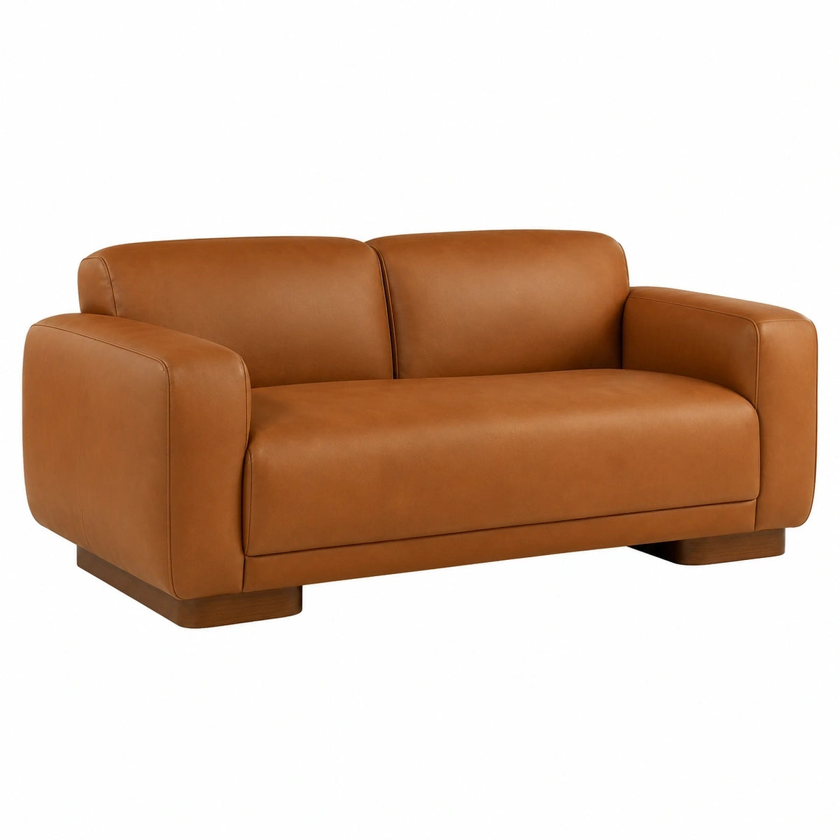 Canapé 2 places 175 cm en cuir brun style contemporain
