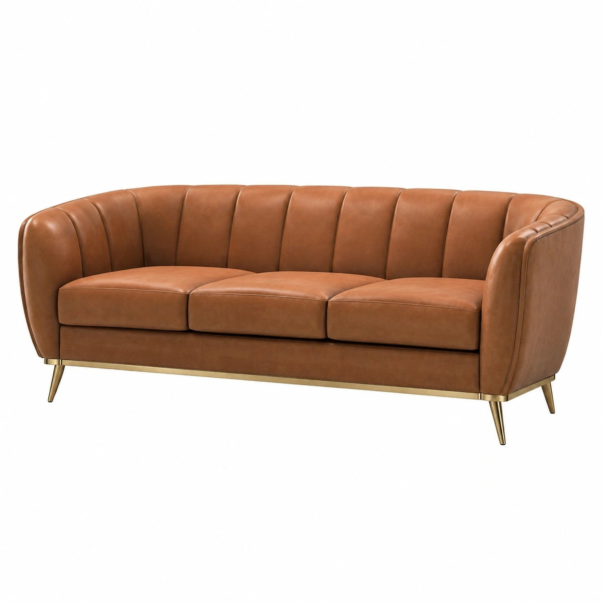 Canapé 3 places 220 cm brun en revêtement aspect cuir style contemporain