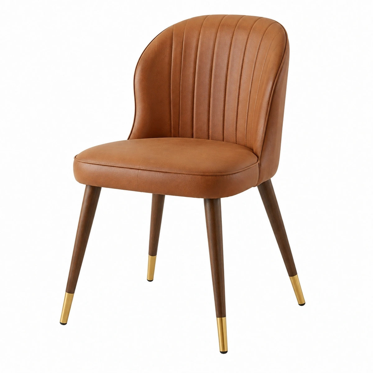 Chaise de salle à manger 52 x 60 x 84 cm en similicuir camel style contemporain
