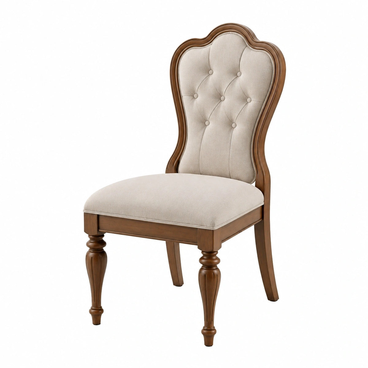 Chaise de salle à manger 50 x 55 x 105 cm en bois beige et marron style classique capitonnée