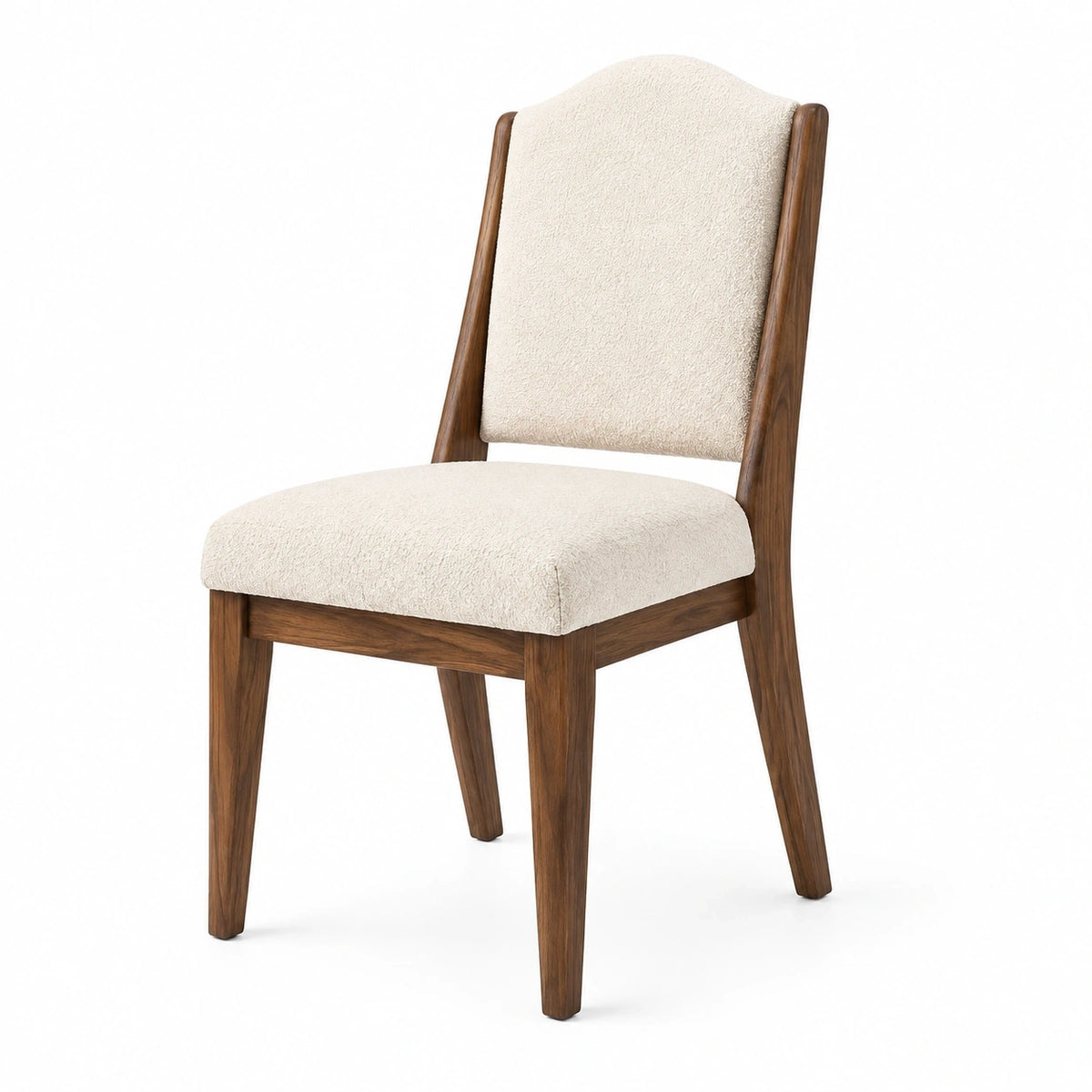 Chaise de salle à manger 50 x 60 x 95 cm en bois brun et tissu bouclette beige style contemporain